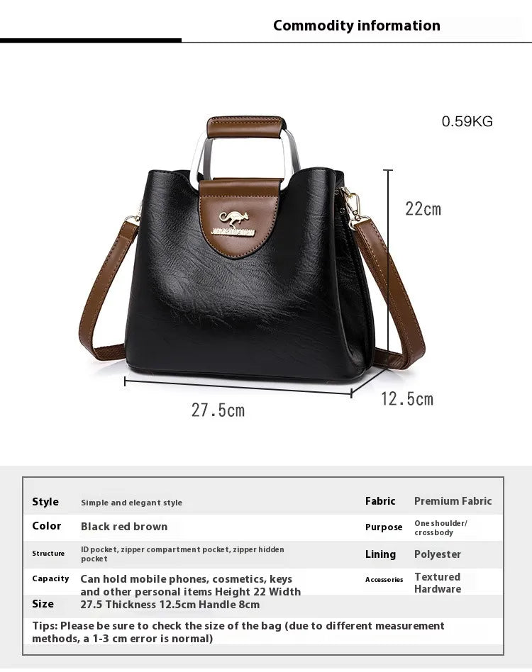Large Capacity Totes Middle-aged High-grade Soft Leather Shoulder