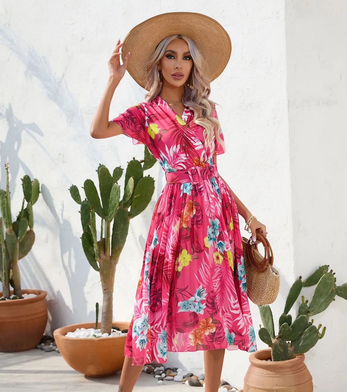 Women's Summer Printed Short Sleeve Dress