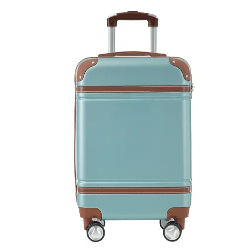 Hardshell Luggage Sets With Bags Lightweight Suitcase Double Spinner Wheels With TSA Lock ,Single Vintage Luggage 24 IN,Green-FREE USA SHIPPING