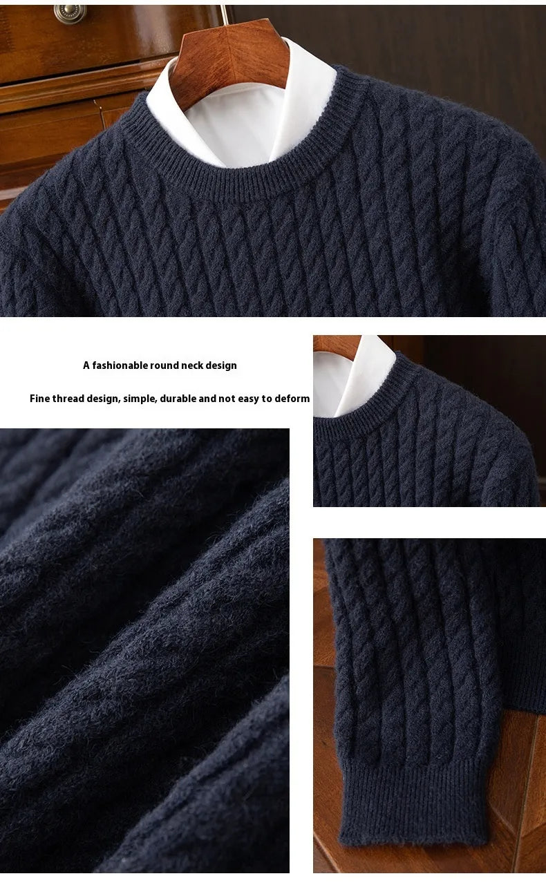 Knitwear Men's Round Neck Loose Thick Twist