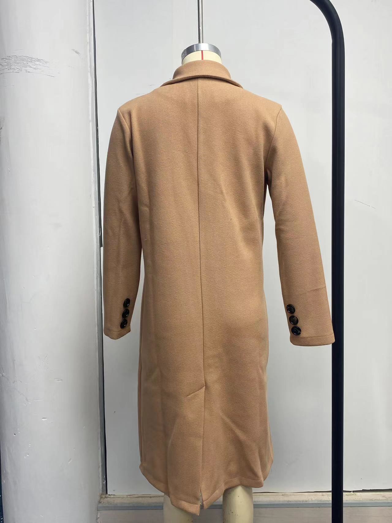 Long Sleeve Lapel Coat Winter Fashion Solid Double Breasted Slim Long Jacket Womens Clothing