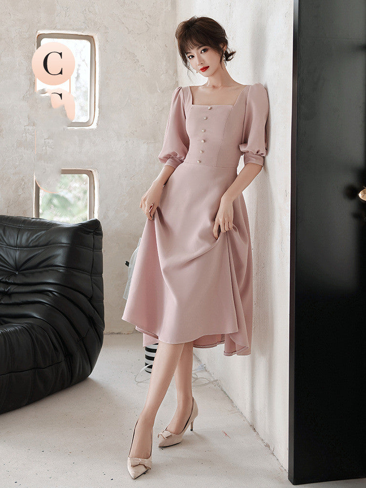 Satin Bridesmaid Dress Usually Can Wear Sister Group Dress