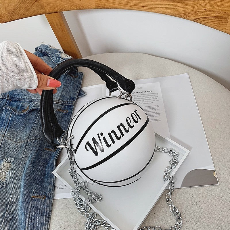 Basketball Shape Chain Shoulder Crossbody Handbags for Women