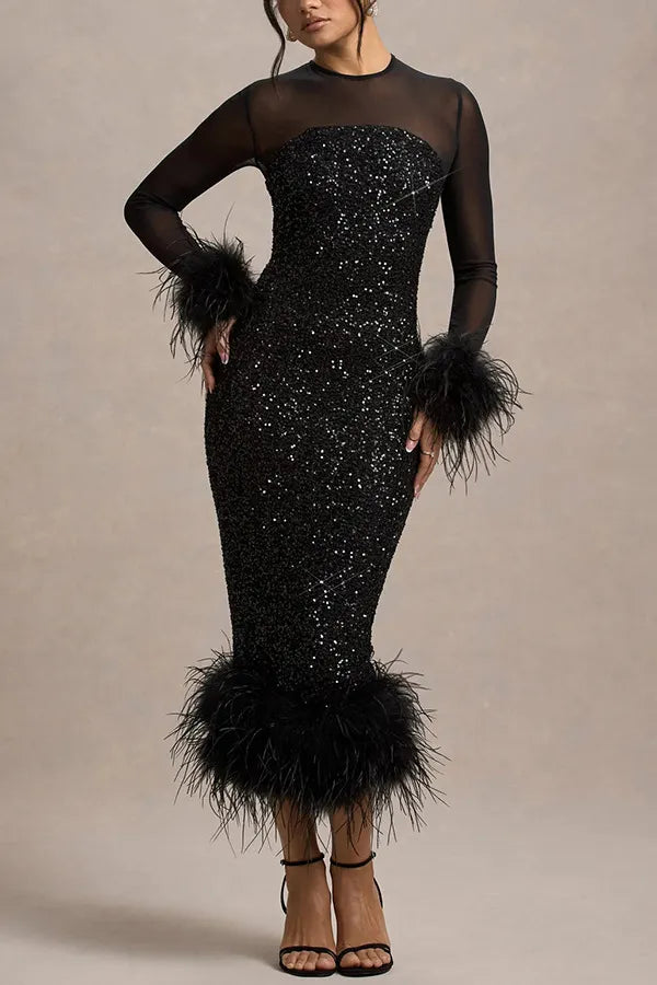 Women's Party Dress Long Sleeve Sequin