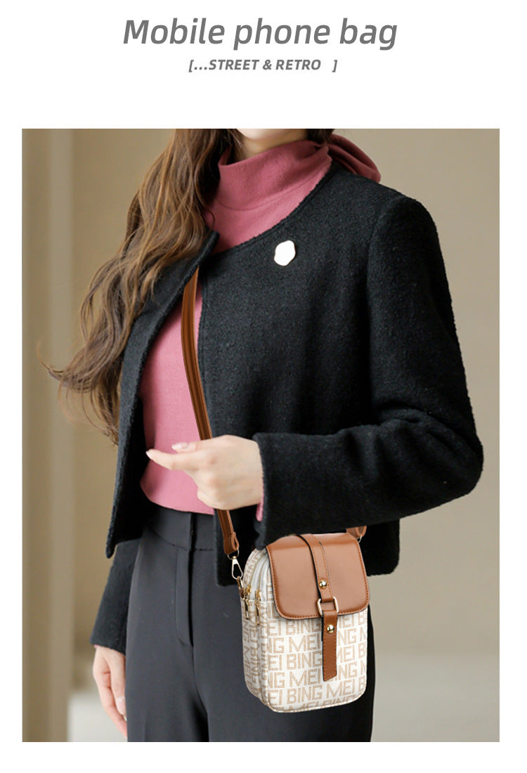 Soft Leather Retro Printed Mini Crossbody Bag