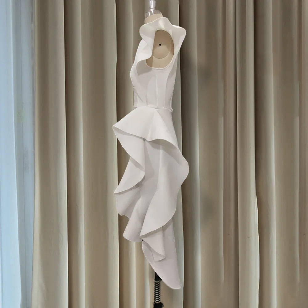 High Waist Irregular Elegant V-neck Flounce Dress