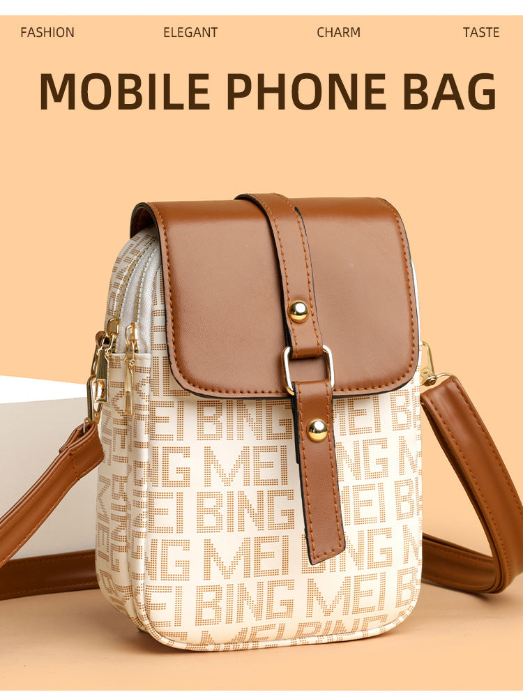 Soft Leather Retro Printed Mini Crossbody Bag