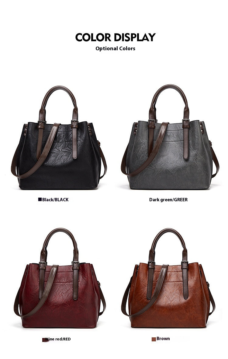 Retro Handbag Contrast Shoulder Women Bag Big Bag