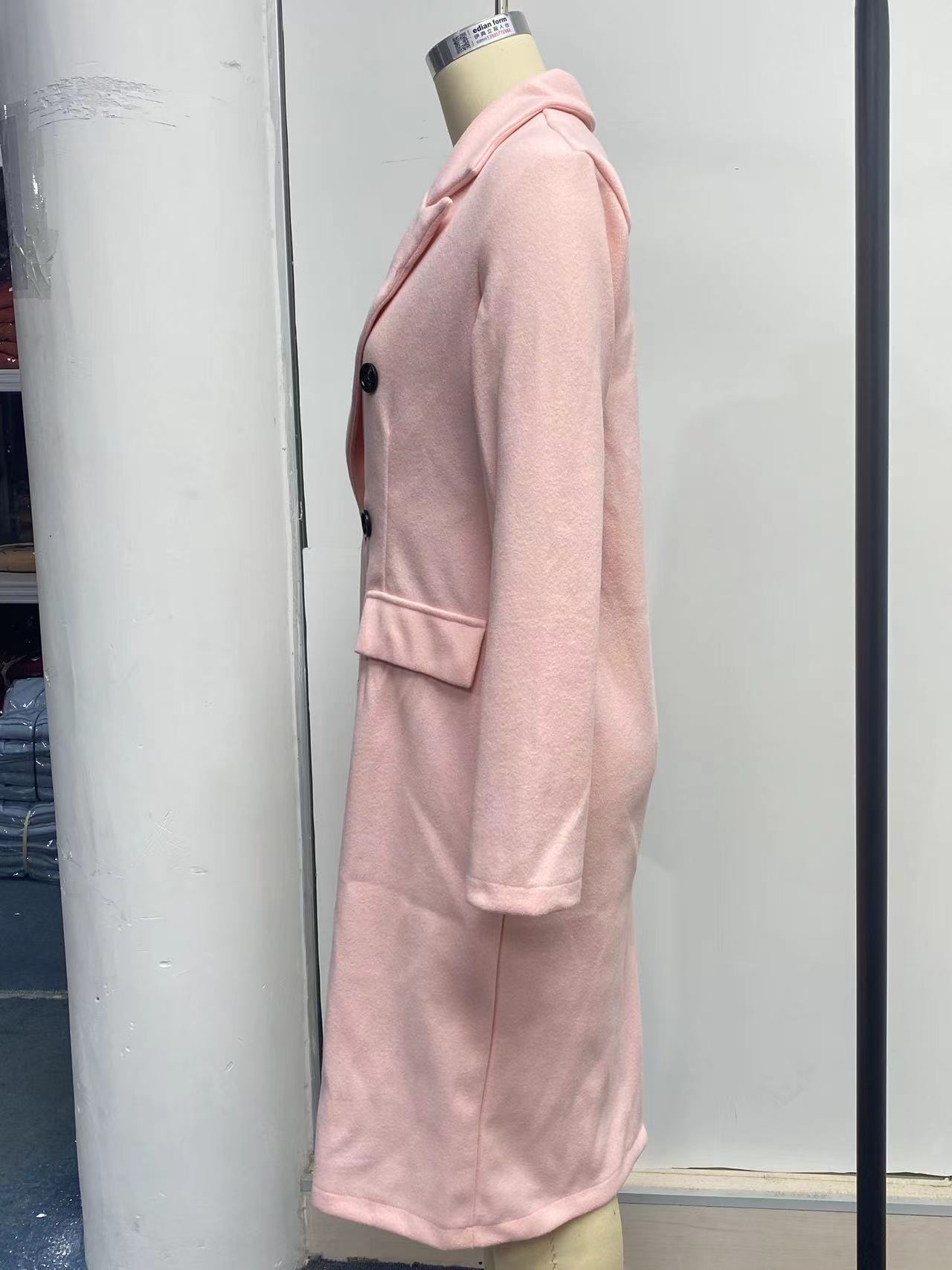 Long Sleeve Lapel Coat Winter Fashion Solid Double Breasted Slim Long Jacket Womens Clothing