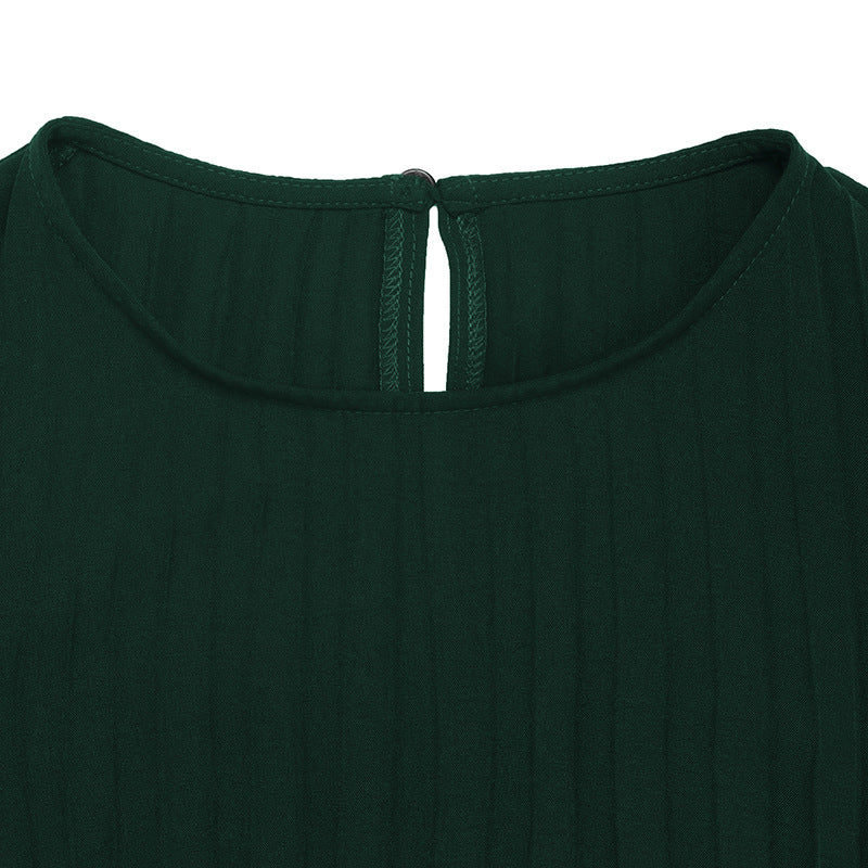 Women's Dress Long Sleeve Pleated Round Neck