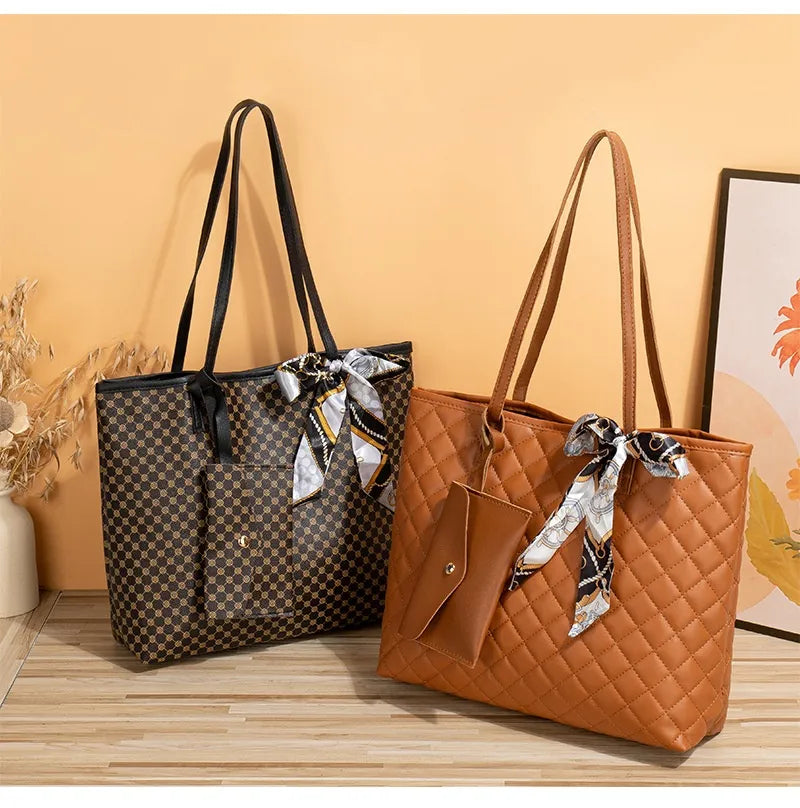 Tote Bag Large Capacity Women's Diamond Plaid Portable