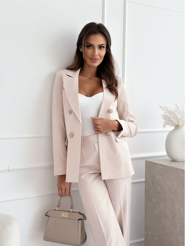 Double Breasted Solid Color Fashion Coat
