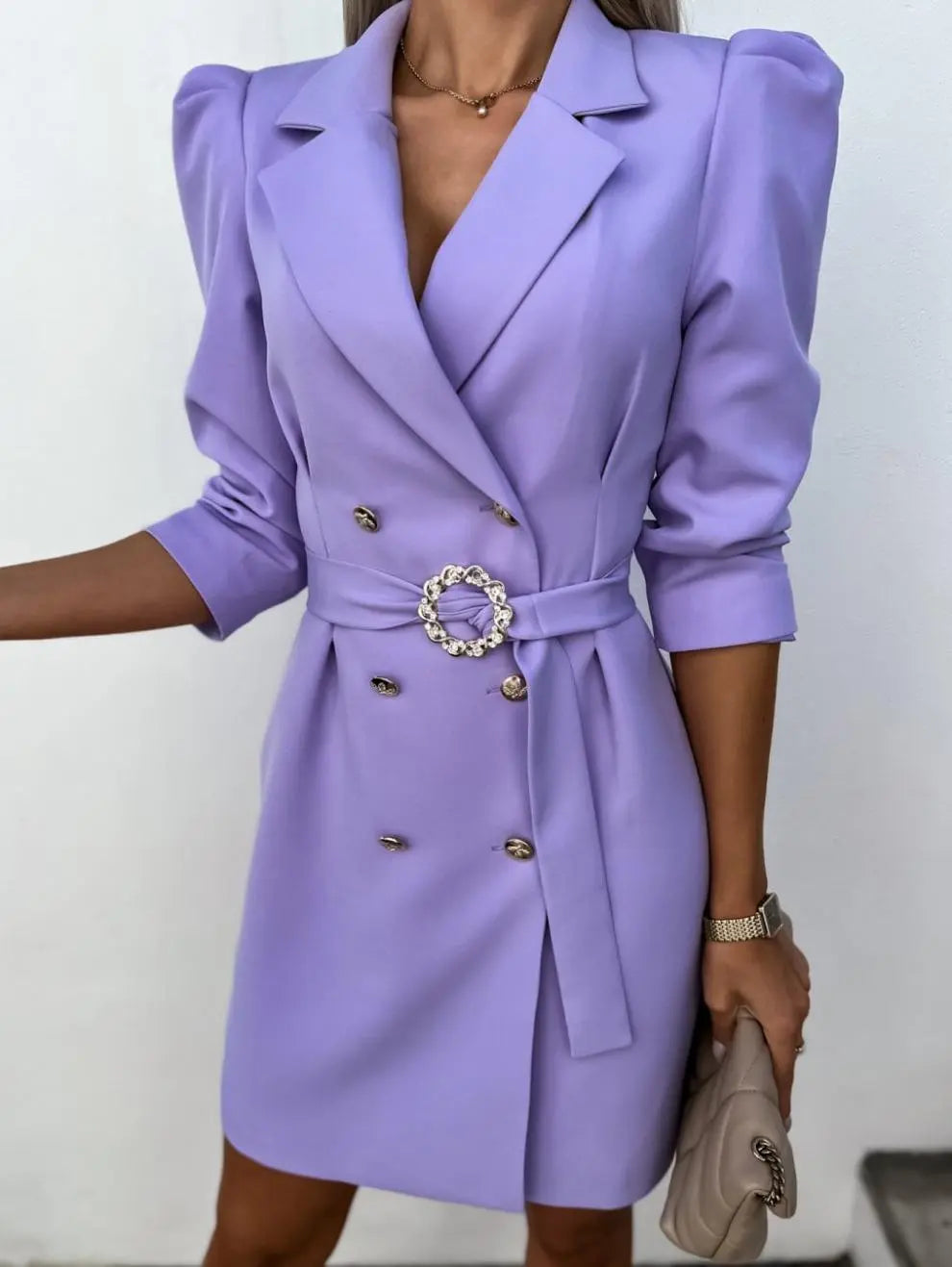 Fashion New Suit Coat Dress With Belt