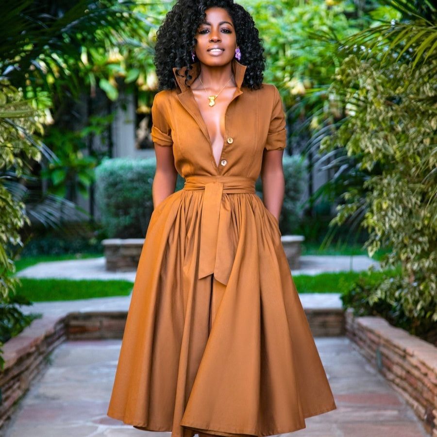 Women's Polyester Belted Half Sleeve Cardigan Dress