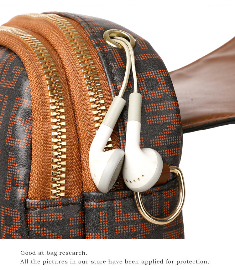 Soft Leather Retro Printed Mini Crossbody Bag
