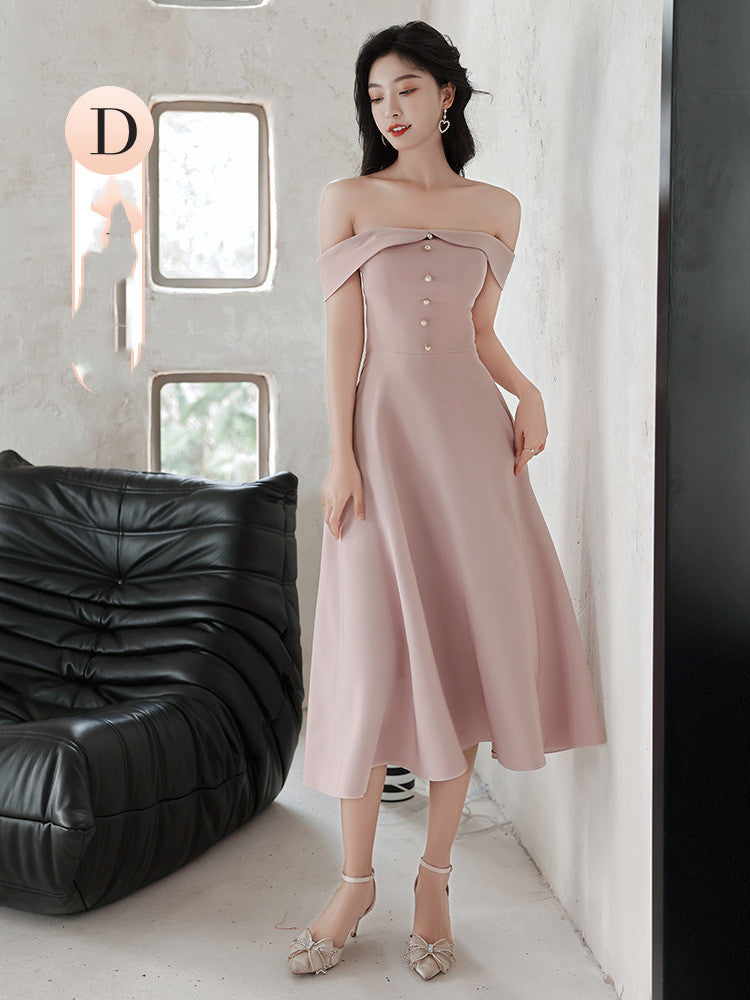 Satin Bridesmaid Dress Usually Can Wear Sister Group Dress