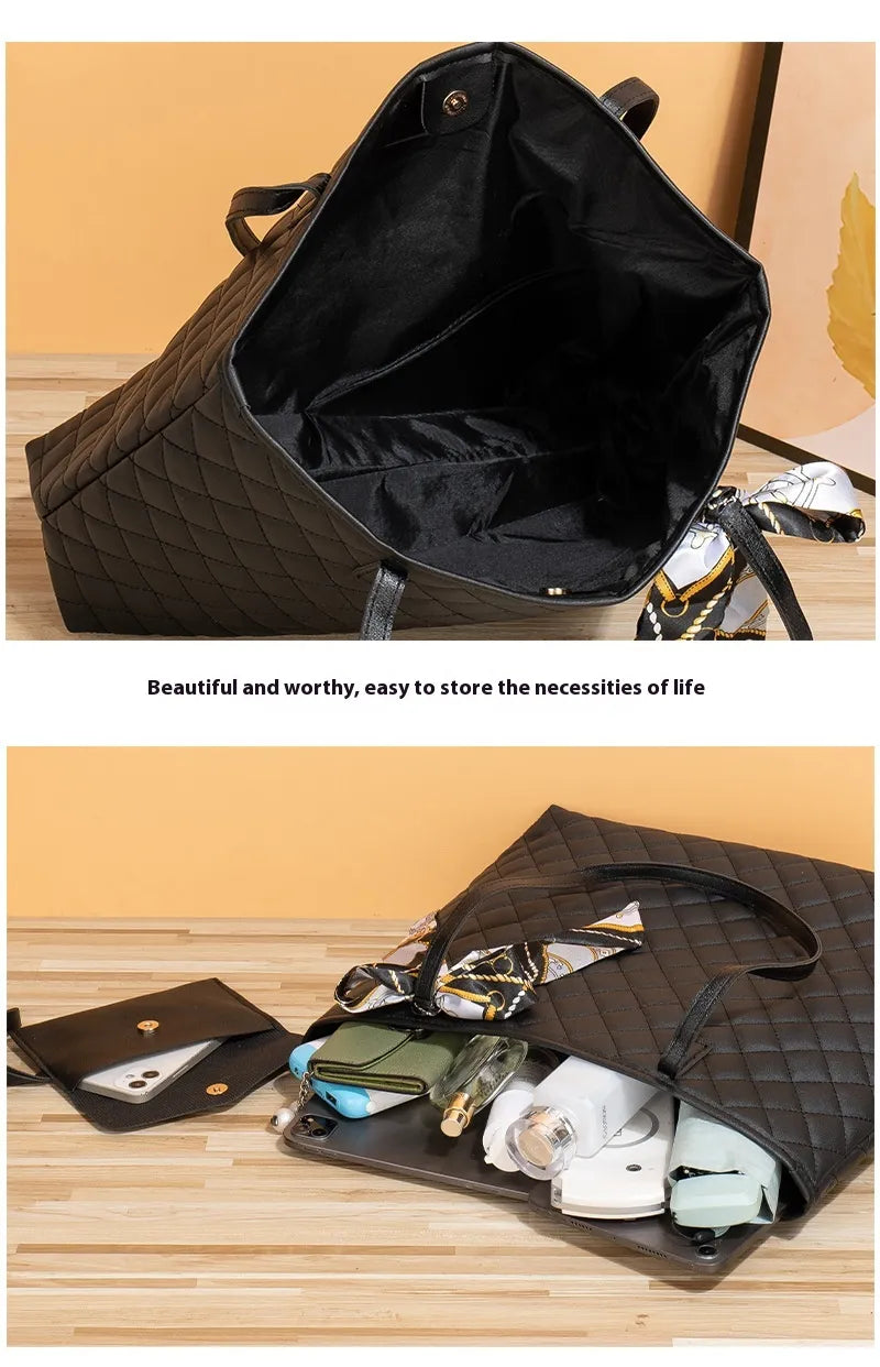 Tote Bag Large Capacity Women's Diamond Plaid Portable