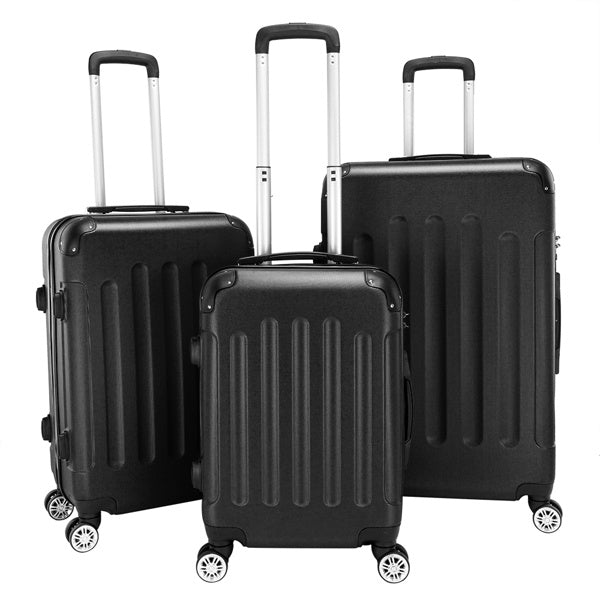 3-in-1 ABS Trolley Case 20 Inches-24 Inches-28 Inches Black - FREE USA SHIPPING
