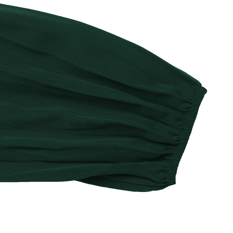 Women's Dress Long Sleeve Pleated Round Neck