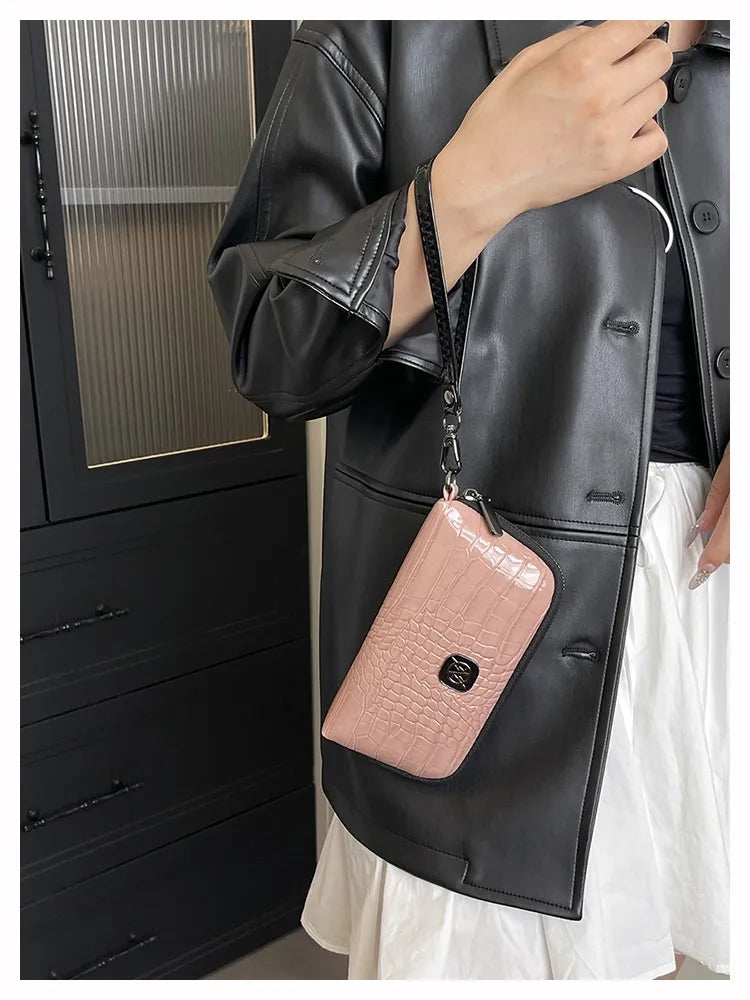 Hand-held Crystal Bamboo Pattern Exquisite Mobile Phone Bag