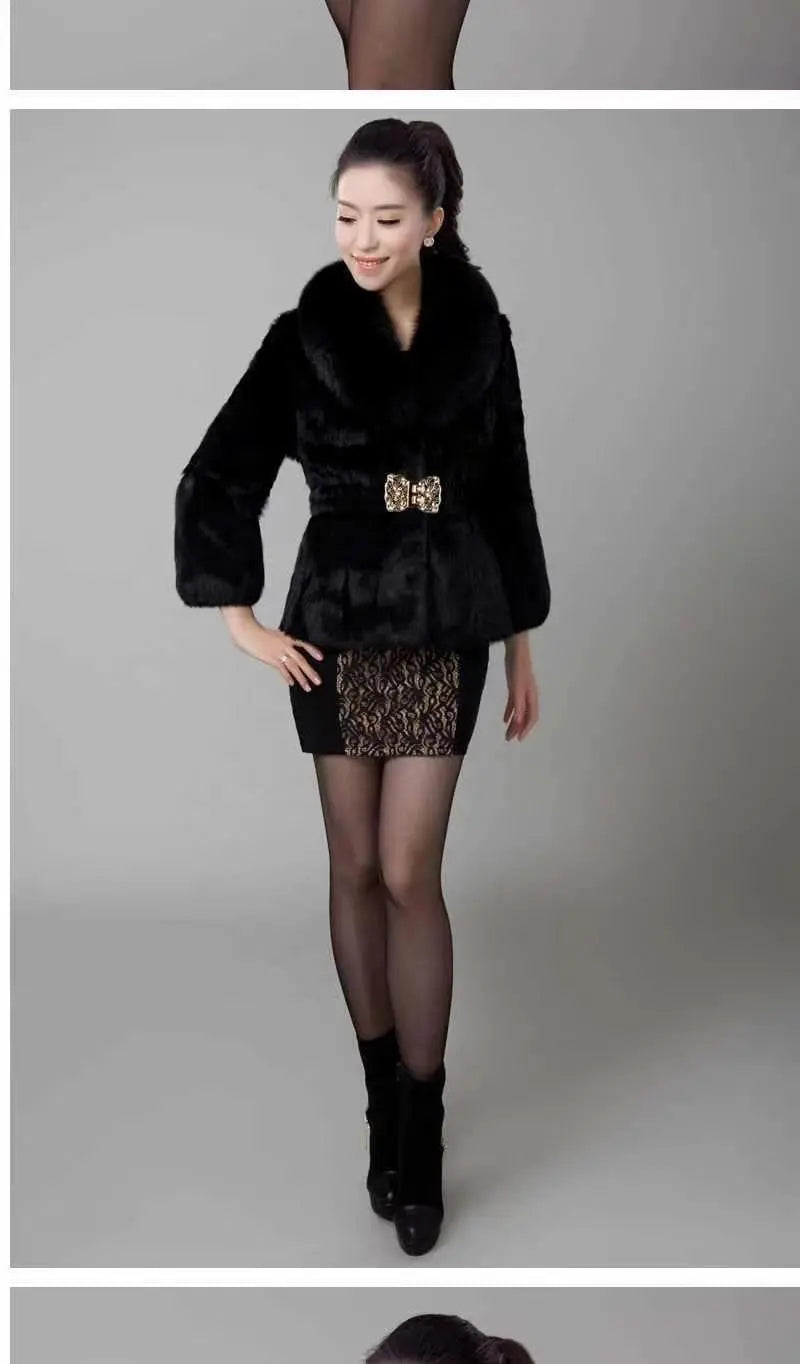 Autumn And Winter Fur Coat Artificial Coat With Fox Fur Collar