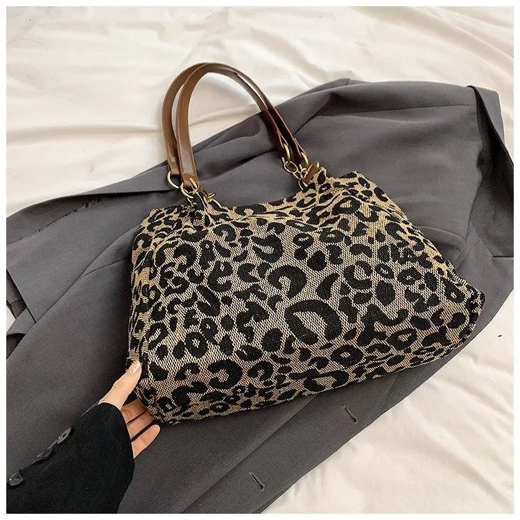 All-match Leopard Print One-shoulder Underarm Women's Bag Sense Large Capacity Totes