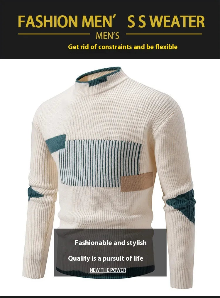 Men's Fashion Trend Multicolor Woven Cotton Velvet Sweater