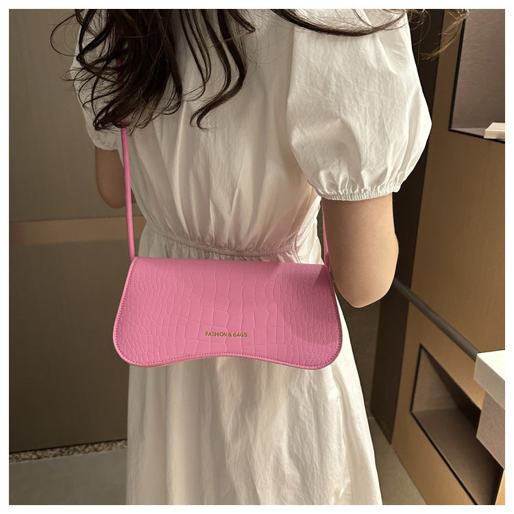 Solid Color PU Small Square Bag Shoulder Messenger Bag Handbag