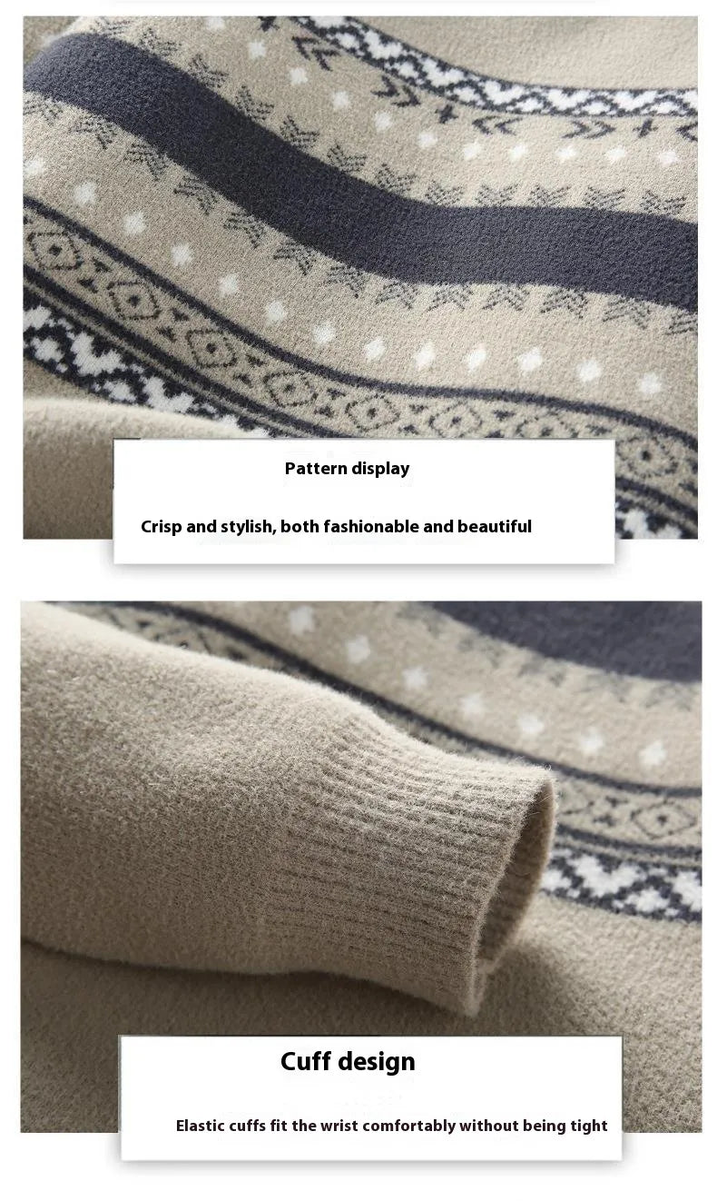 One-piece Velvet Sweater Men's Mock Neck Knitted Sweater Fashion Knitting Pullovers Men Autumn Winter Daily Casual Warm Pullover Sweaters Man