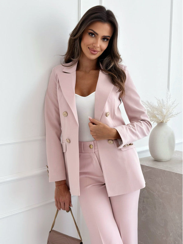 Double Breasted Solid Color Fashion Coat