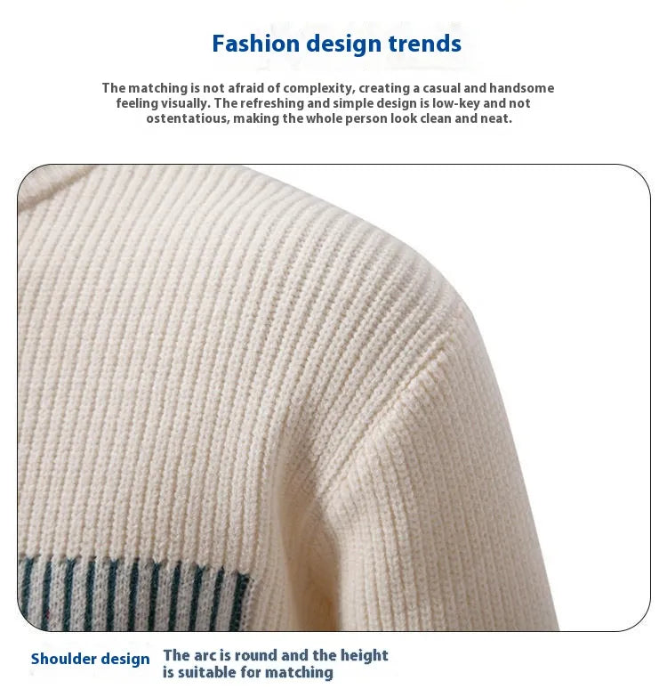 Men's Fashion Trend Multicolor Woven Cotton Velvet Sweater
