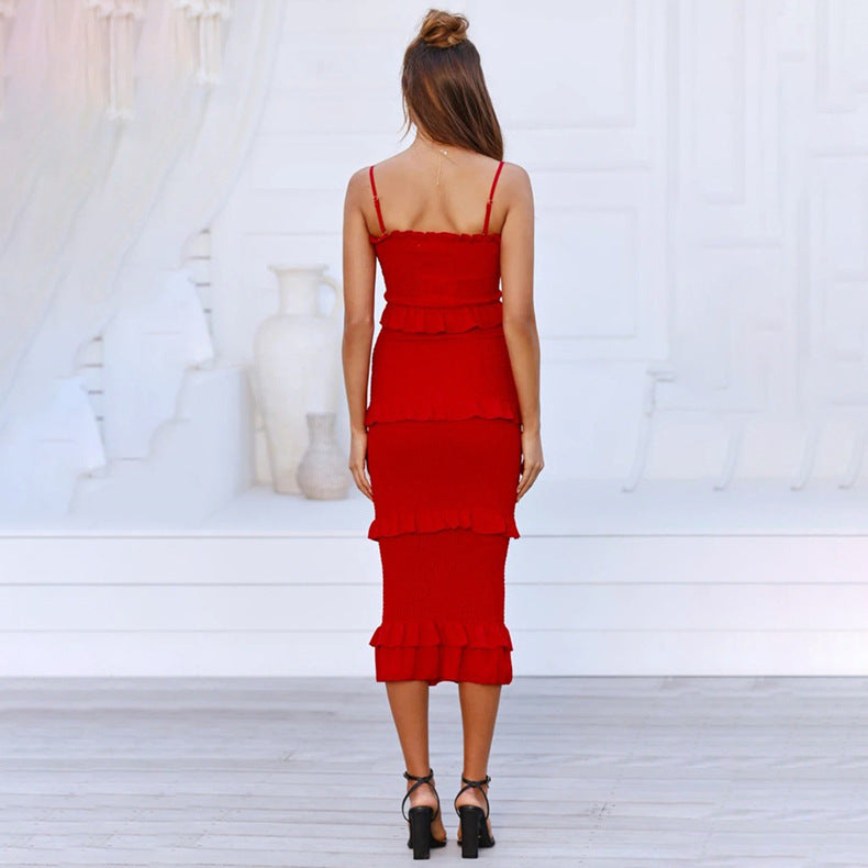 Four-section Elastic Stitching Dress Women