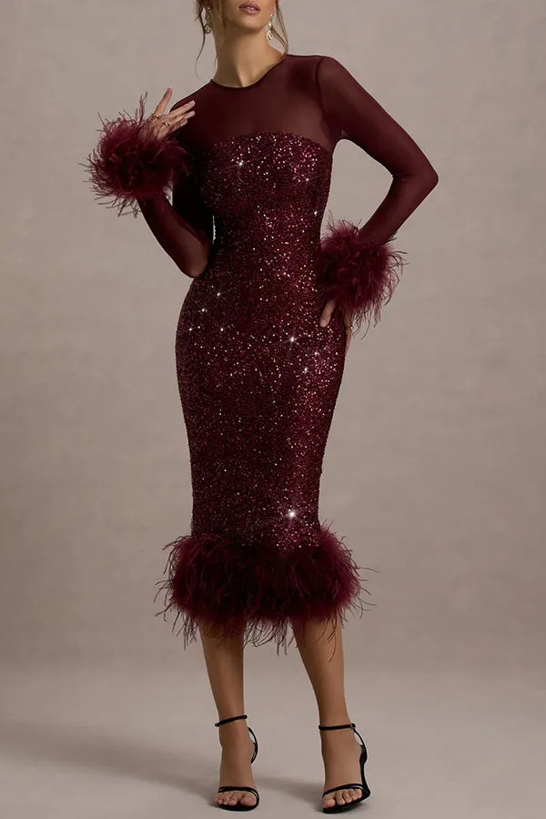 Women's Party Dress Long Sleeve Sequin