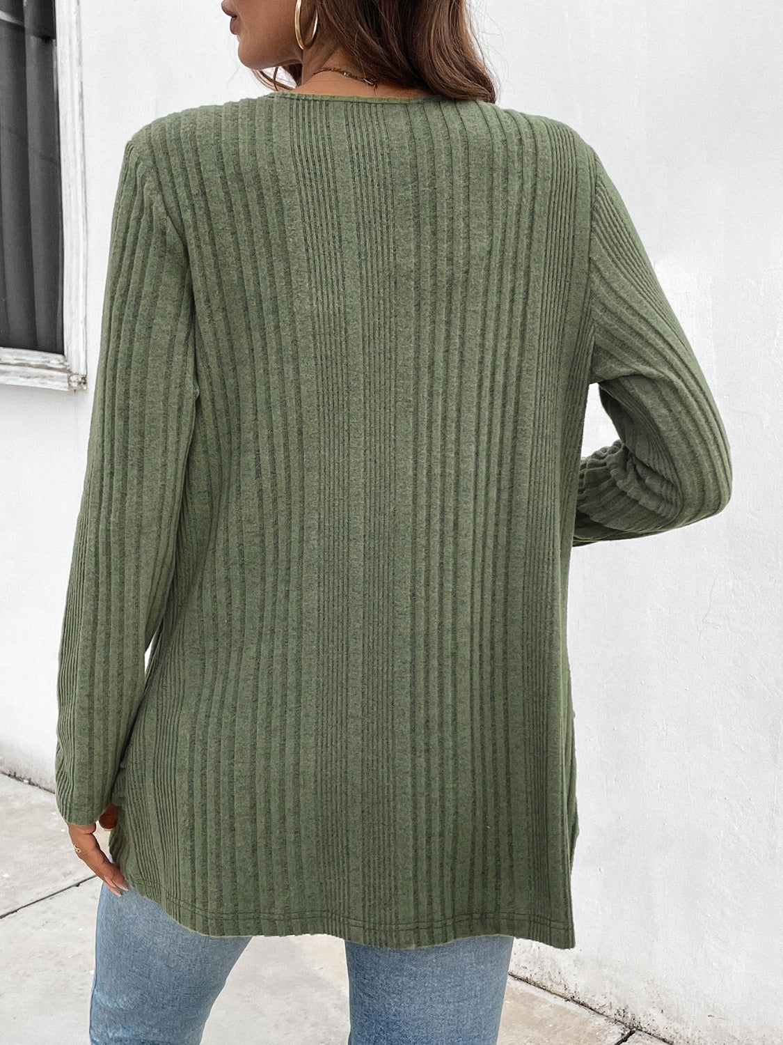 Open Front Long Sleeve Cardigan with Pockets