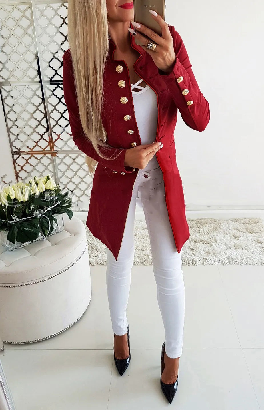 Women's Long-sleeved Breasted Slim Fit Small Business Suit Coat