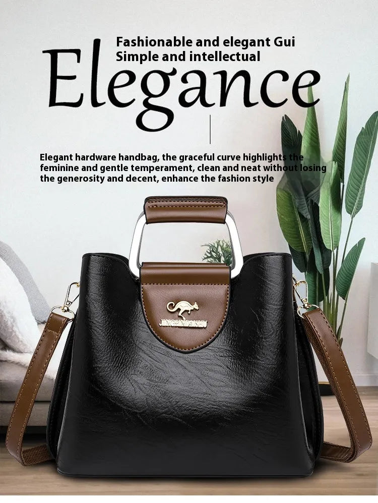 Large Capacity Totes Middle-aged High-grade Soft Leather Shoulder