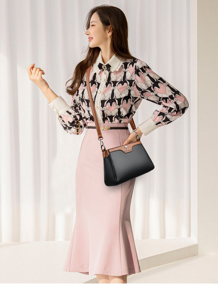 One Shoulder Soft Leather Small Square Stitching Women's Cross-body Bag