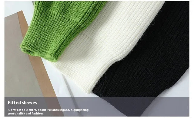 Men's Contrast Color Bottoming Knitwear Loose And Warm Cotton Knitwear