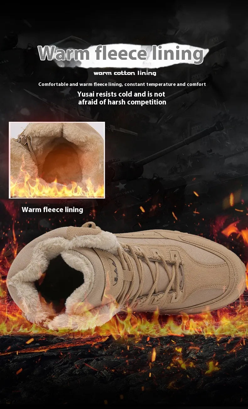 Combat Boots Winter Fleece-lined Warm Snow Boots Men