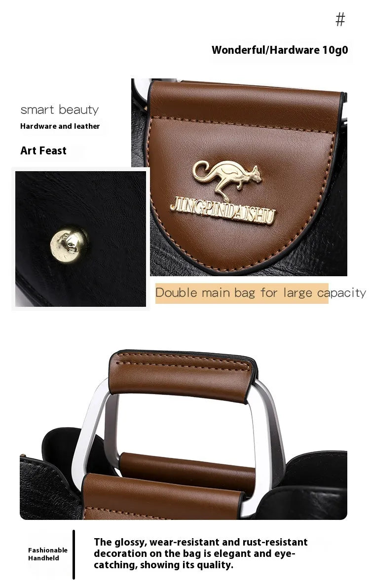 Large Capacity Totes Middle-aged High-grade Soft Leather Shoulder
