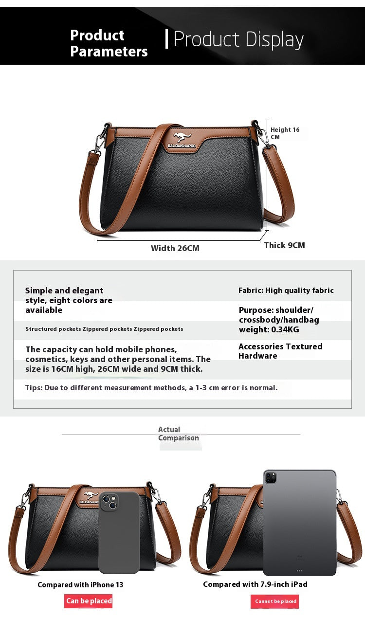 One Shoulder Soft Leather Small Square Stitching Women's Cross-body Bag