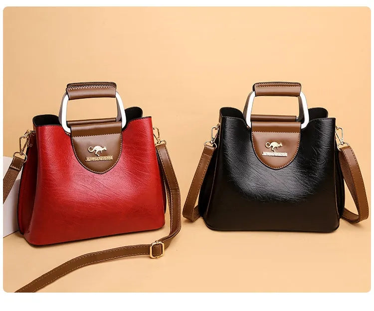 Large Capacity Totes Middle-aged High-grade Soft Leather Shoulder