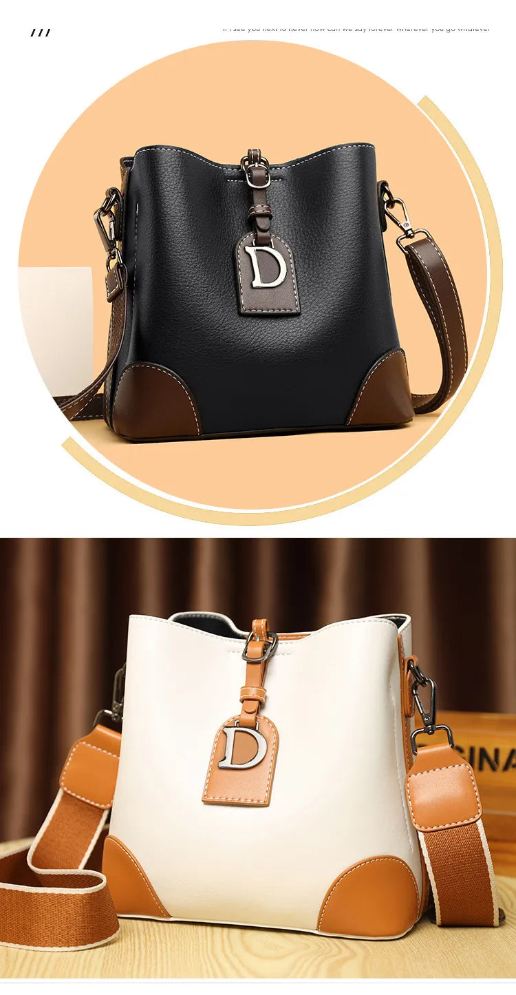 Retro Bucket Hand Shoulder Soft Leather Cross-body Bag