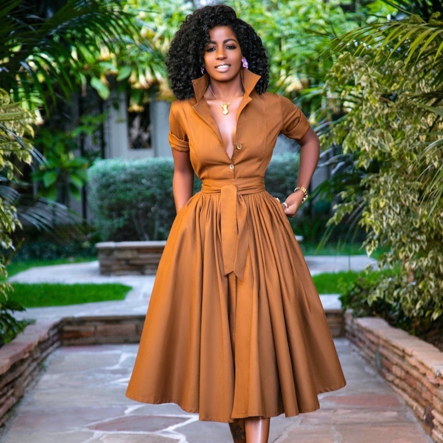 Women's Polyester Belted Half Sleeve Cardigan Dress