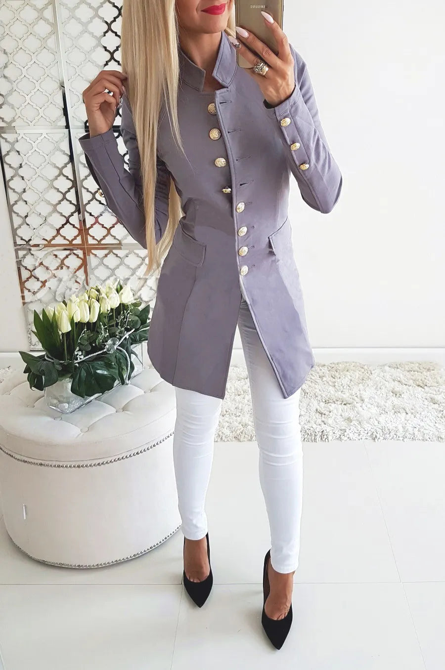 Women's Long-sleeved Breasted Slim Fit Small Business Suit Coat