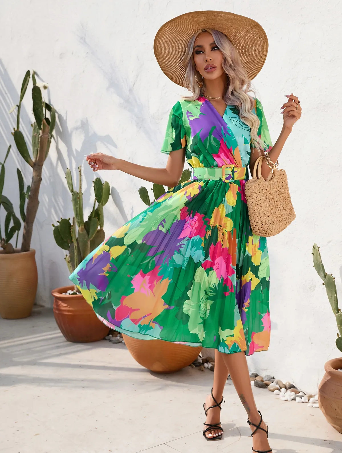 Women's Summer Printed Short Sleeve Dress