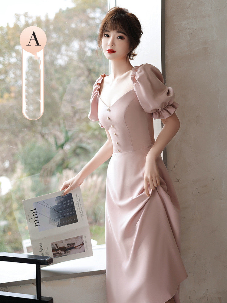 Satin Bridesmaid Dress Usually Can Wear Sister Group Dress