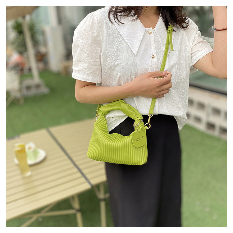 Women Fashion Crossbody Bag PU Leather Pleated Cloud Small Tote Bags Casual Simple Elegant Temperament Messenger Bags