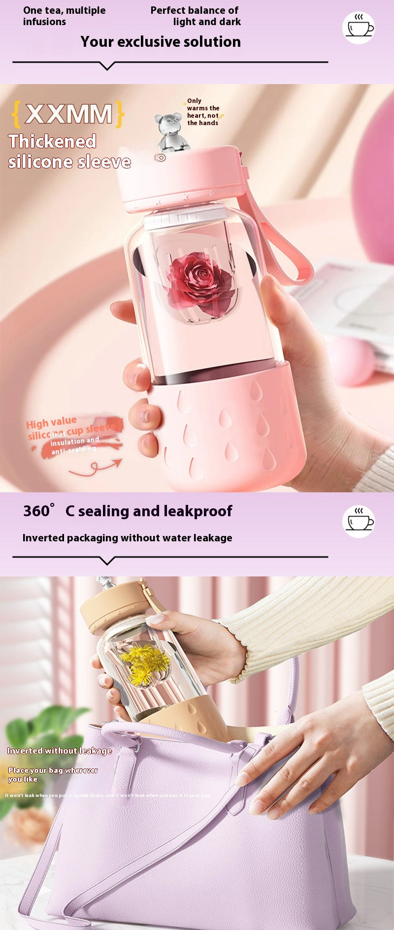 Tea Water Separation Magnetic Glass Water Cup Sealed Without Leakage Glass Tea Water Cup Infuser Tumbler Drinkware Water Bottle With Tea Filter