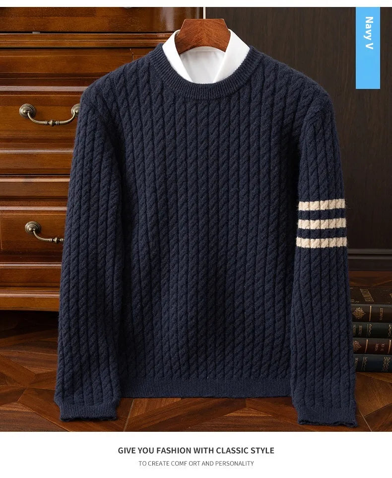 Knitwear Men's Round Neck Loose Thick Twist